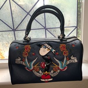 LOVE MOSCHINO EMBROIDERED TATTOO PURSE